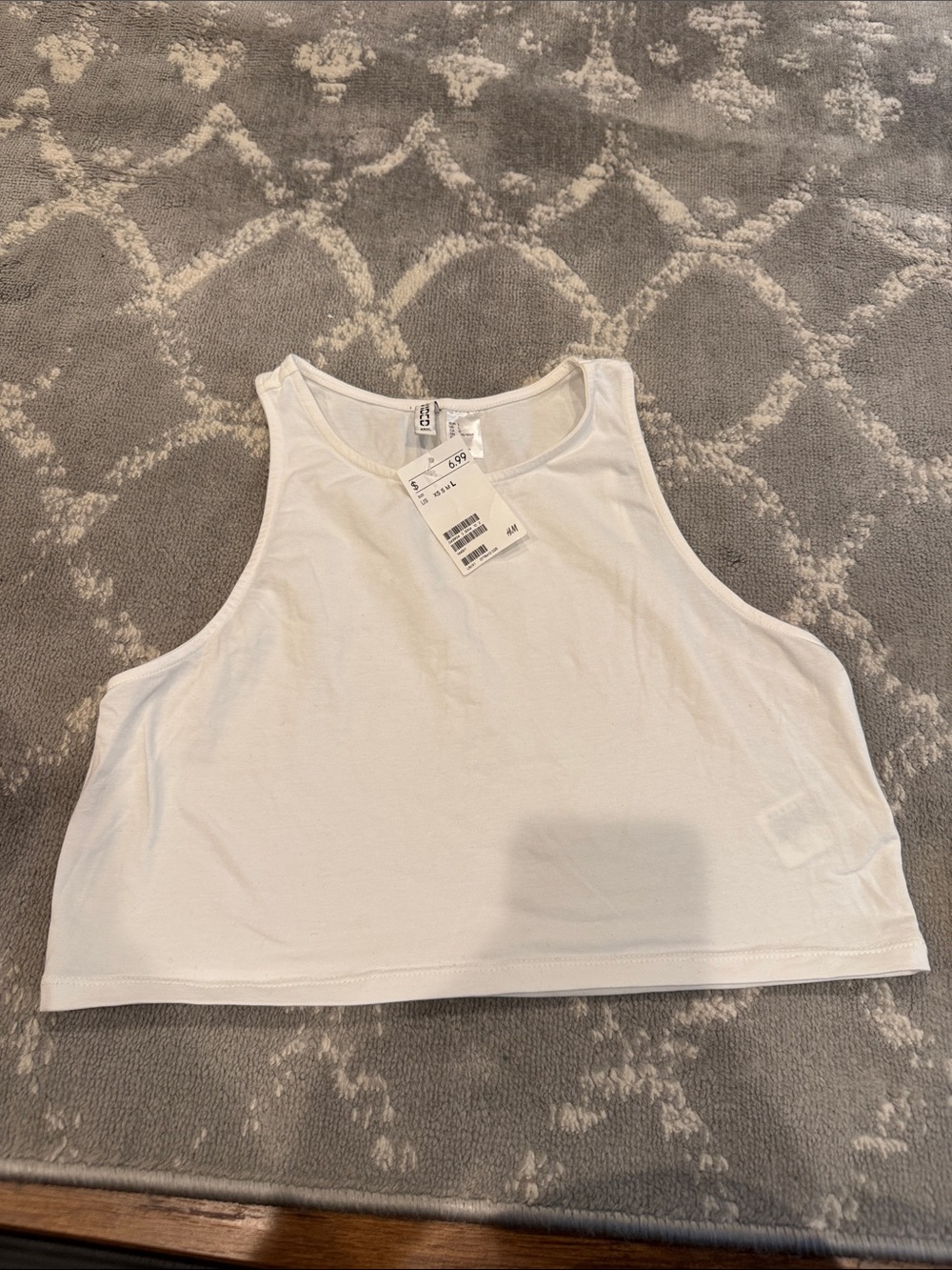 H&M White Cropped Ribbed Tank